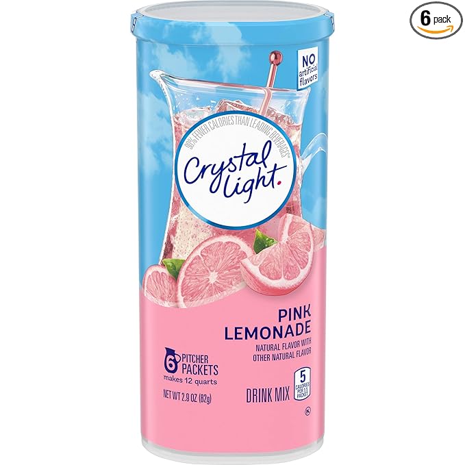 Crystal Light Pink Lemonade Drink Mix, 12-Quart 2.9-Ounce Canister (Pack Of 6)