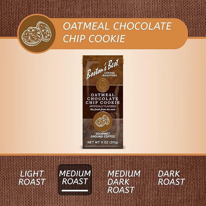 Boston’s Best - Oatmeal Chocolate Chip Flavored Coffee, Delicious Gourmet Premium Ground Coffee, 11 oz. / 311 g Bag