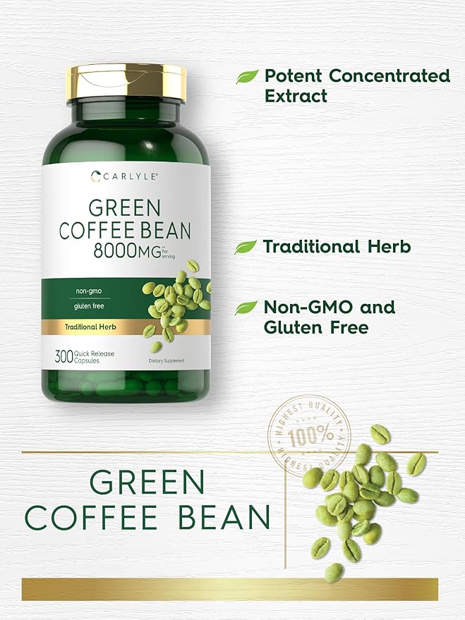 Carlyle Green Coffee Bean Extract | 300 Capsules | Non-GMO and Gluten Free Formula | Traditional Herb Supplement