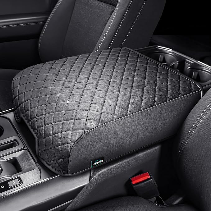 Center Console Cover Compatible with 2021 2022 2023 2024 2025 Ford F150, Customized Leather Armrest Box Protective Cover, Armrest Lid Protector Pad for Car (Bucket Seat Only)