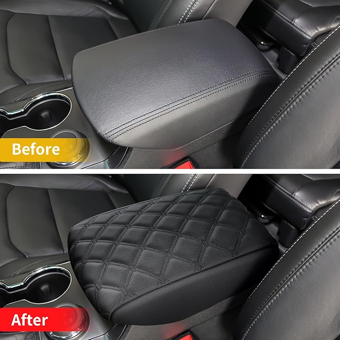 GIANT PANDA Custom Fit Center Console Cover Armrest Cover for 2011-2019 Ford Explorer,Waterproof Leather Middle Console Cover - Full Protection - Black