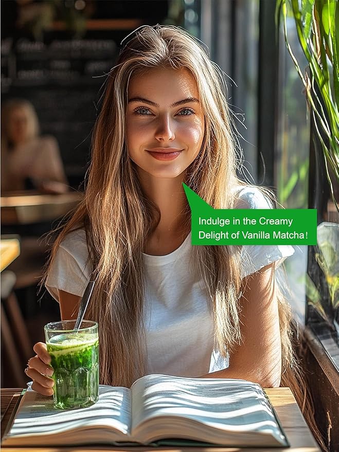 TeeLux Vanilla Matcha Green Tea Powder, First Harvest Premium Matcha + Delicate Vanilla Powder, Flavorful & Aromatic, Hot or Iced Tea, 3.5oz
