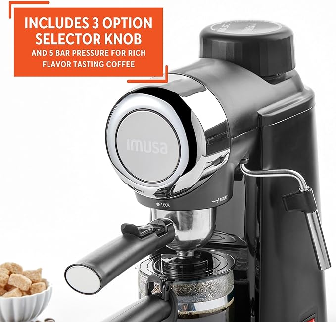 Imusa 4 Cup Epic Electric Espresso/Cappuccino Maker (Cafe Cubano, Cortadito, Colada, Cafe con Leche), Black