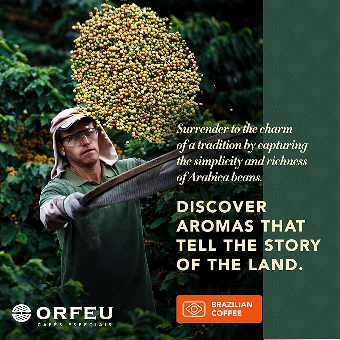ORFEU - Special Coffee Classic Roasted and Ground - 100% Arabica Coffee, Medium Roasted, Floral, Fruity & Caramel Aroma, Balanced Acidity - 8.8oz