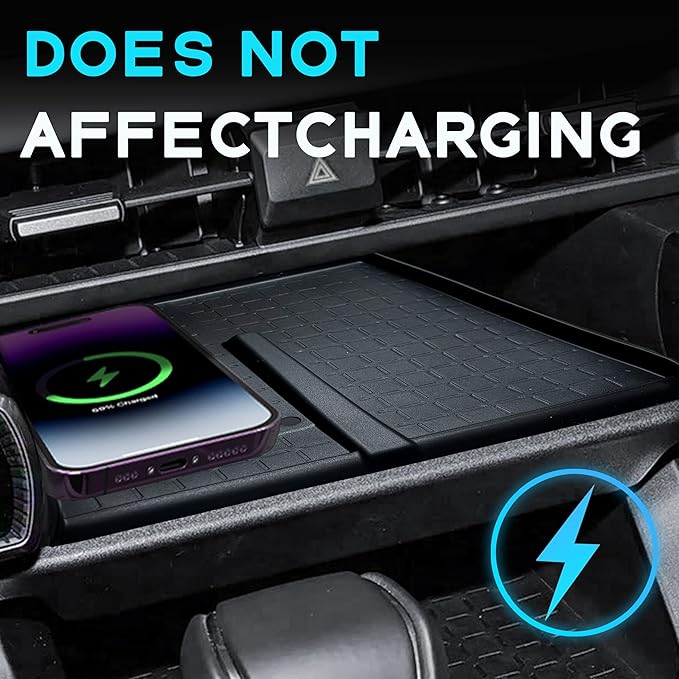 Wireless Charging Protective Mat for Toyota RAV4 2026 Accessories Silicone Center Console Wireless Charging Anti-Slip Cover Pad Heat Insulation Waterproof Easy to Clean Black for RAV4