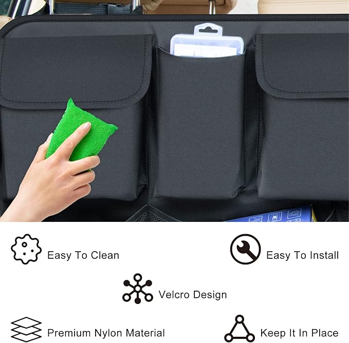 Car Trunk Organizers,Backseat Hanging Organizer with 9 Large Storage Bag,Car Trunk Tidy Storage Bag Organizer