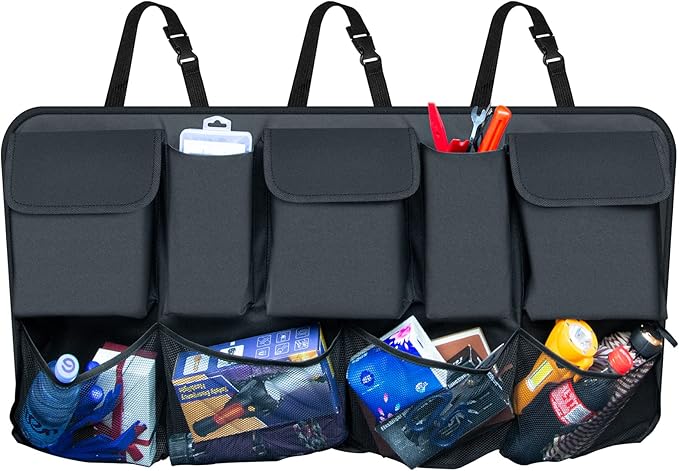 Car Trunk Organizers,Backseat Hanging Organizer with 9 Large Storage Bag,Car Trunk Tidy Storage Bag Organizer