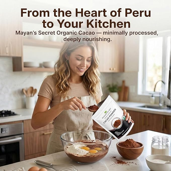 Mayan’s Secret - Organic Cocoa Powder Unsweetened - Raw Cacao Powder Organic Pure Dark Cacao for Smoothie, Coffee and Drink Mixes - Non-Alkalized, Vegan & Gluten Free (1 Pound - Pack of 1)