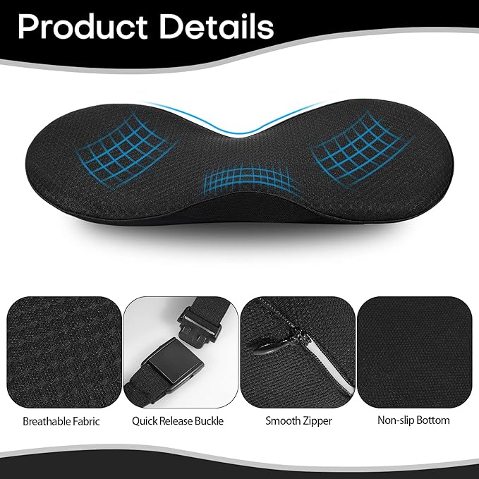 otoez Car Seat Cushion for Driving, Wedge Memory Foam Seat Back Pad for Car Seat Driver Lumbar Support Pillow Back Pain Relief for Vehicle Driving Office Chair, Road Trip Essential