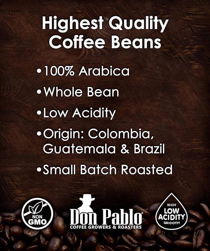 Don Pablo Signature Blend - Limited Edition Dark Roast Gourmet Coffee, 100% Arabica Whole Bean, Non-GMO, Low Acidity, 5 Pound (5 lb) Bag