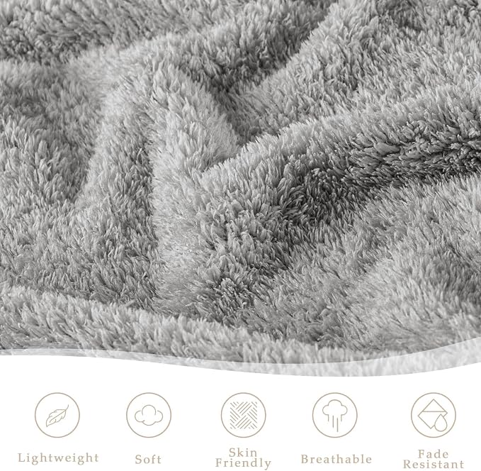 Exclusivo Mezcla Fleece Light Grey Throw Blanket for Couch Sofa, Ultra Soft, Lightweight and Fluffy Blankets for Women, All Season, 50x60 Inches