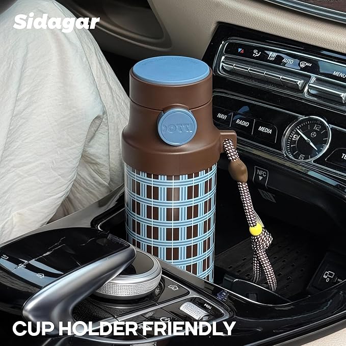 18 oz Insulated Water Bottle, Stainless Steel Travel Mug with Lid, Double Wall Vacuum Sports Water Bottle, BPA Free, Leak-Proof, Fits in Car Cup Holder, Great for Men Kid School, Blue