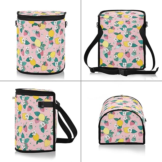 MNSRUU Car Trash Can with Lid, Lemon Floral Car Trash Bag Hanging Car Organizers and Storage for Front Back Seat, Leak-Proof Car Trash Bin