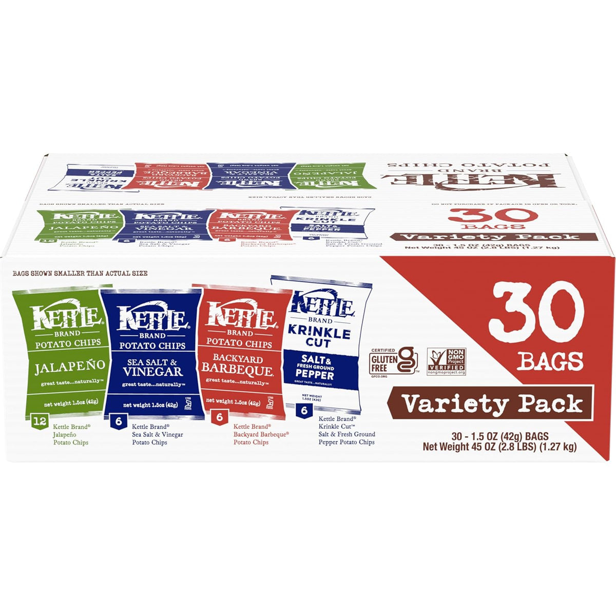 Kettle Brand Potato Chips Variety Pack, 1 Oz, 20 Ct