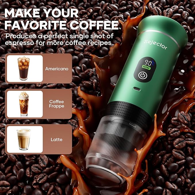 kejector Portable Coffee Maker Espresso Machine for Travel Nano Car Coffee Maker Compatible with Ground Coffee & Capsule for RV, Hiking Camping Office, Travel Espresso Maker Electric Green