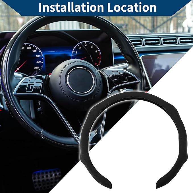 PU Artificial Leather Steering Wheel Cover ABS Car Steering Wheel Protector 14.96" Black