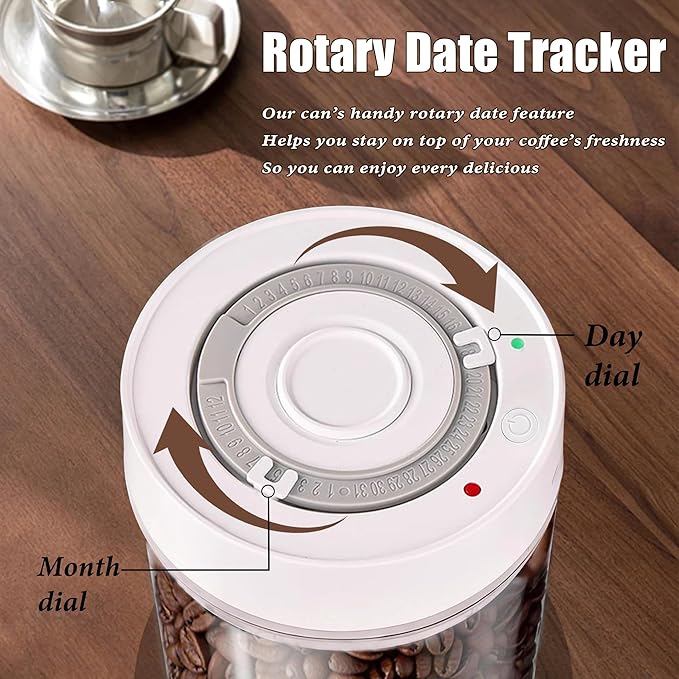 Electric Airtight Coffee Vacuum Canister, Vacuum Seal Jars for Coffee Bean Storage, Automatic Vacuum Seal Containers for Ground Coffee-Keeps Coffee Fresh with Electric Air Extraction Technology 600ml