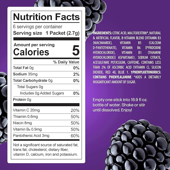 PeakH20 Electrolytes Powder Hydration Packets | Blackberry | 72 Servings | Sugar Free Water Flavor Packets for Workout Recovery