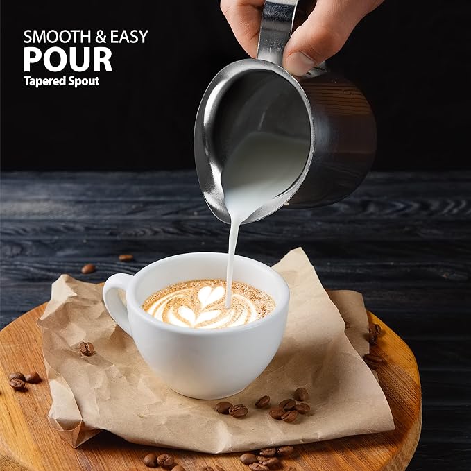 EHOMEA2Z Stainless Steel Bell Creamer Espresso Shot Frothing Pitcher Cup Latte Art (2, 8 Oz)