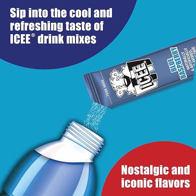ICEE Singles To Go Water Drink Mix - Powder Sticks, 12 Boxes with 6 Packets Each - 72 Total Servings, Blue Raspberry, Pack of 12
