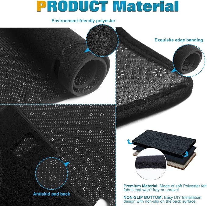 x xotic tech Center Console Dashboard Mat Pre-Cut Non-Slip Sunshield Sun Glare Protector Dash Carpet Pad Black Cover Compatible with Chevy Equinox SUV 2018 2019 2020 2021 2022 2023 2024