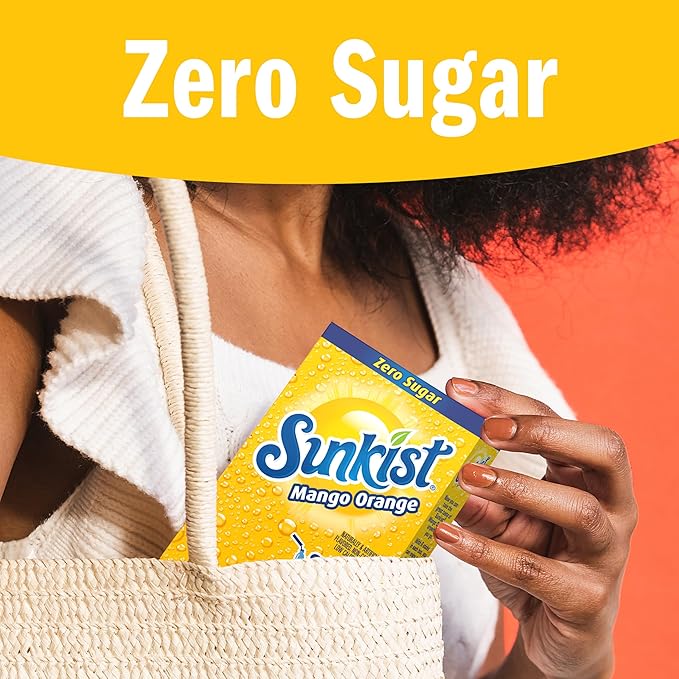Sunkist Soda Mango Orange Singles To Go Drink Mix, 12 Boxes with 6 Packets Each - 72 Total Servings