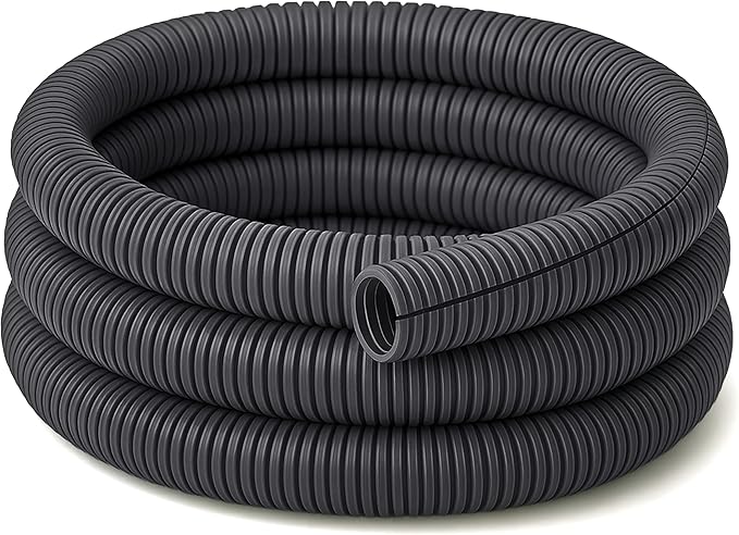 Electriduct Split Wire Loom Tubing Polyethylene Corrugated Flexible Conduit - 1/2" Nominal Size - 100 Feet - Gray