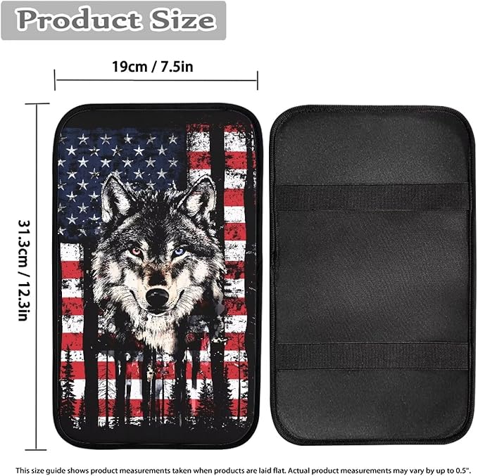 Wolf Car Center Console Cushion Pad Armrest Cover Protec Arm Rest Cover Car Protect from Pet Claws 12.3 x 7.5 Inch Universal Fit for Vehicles,Cars,Suvs,Vans,Sedans
