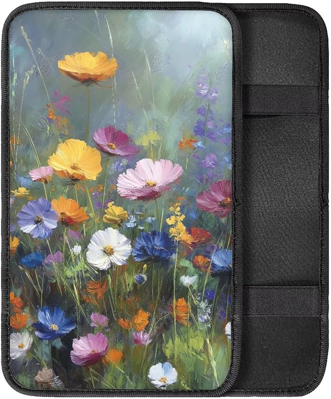 Cute Flowers Car Center Console Cushion Pad Armrest Cover Protec Arm Rest Cover Car Protect from Pet Claws 12.3 x 7.5 Inch Universal Fit for Vehicles,Cars,Suvs,Vans,Sedans