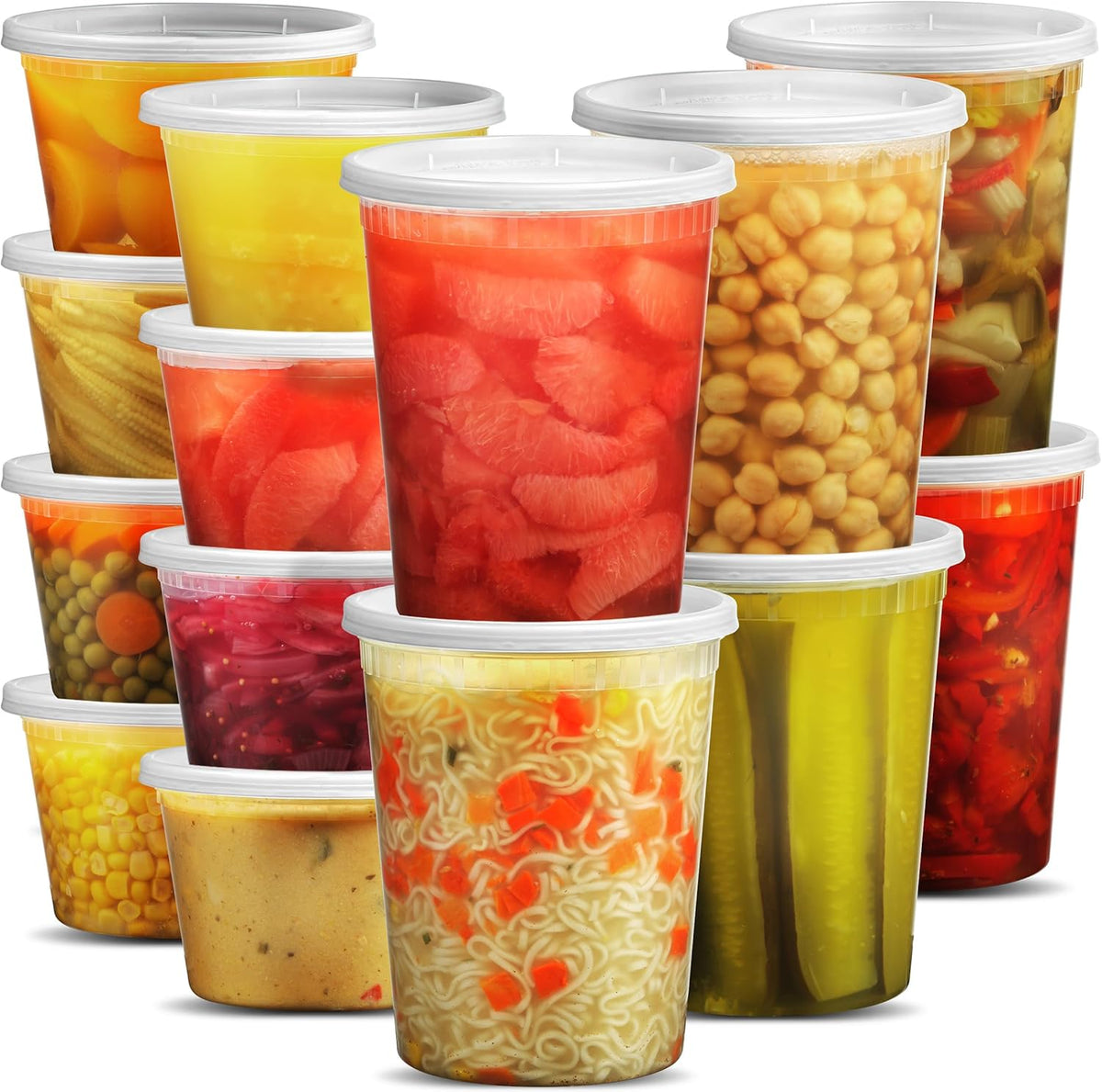 JoyServe Deli Food Storage Containers with Lids - (48 Sets) 24-32 Oz Quart Size & 24-16 Oz Pint Size Plastic Airtight Takeout Meal Prep Storage, BPA-Free, Dishwasher, Microwave Safe