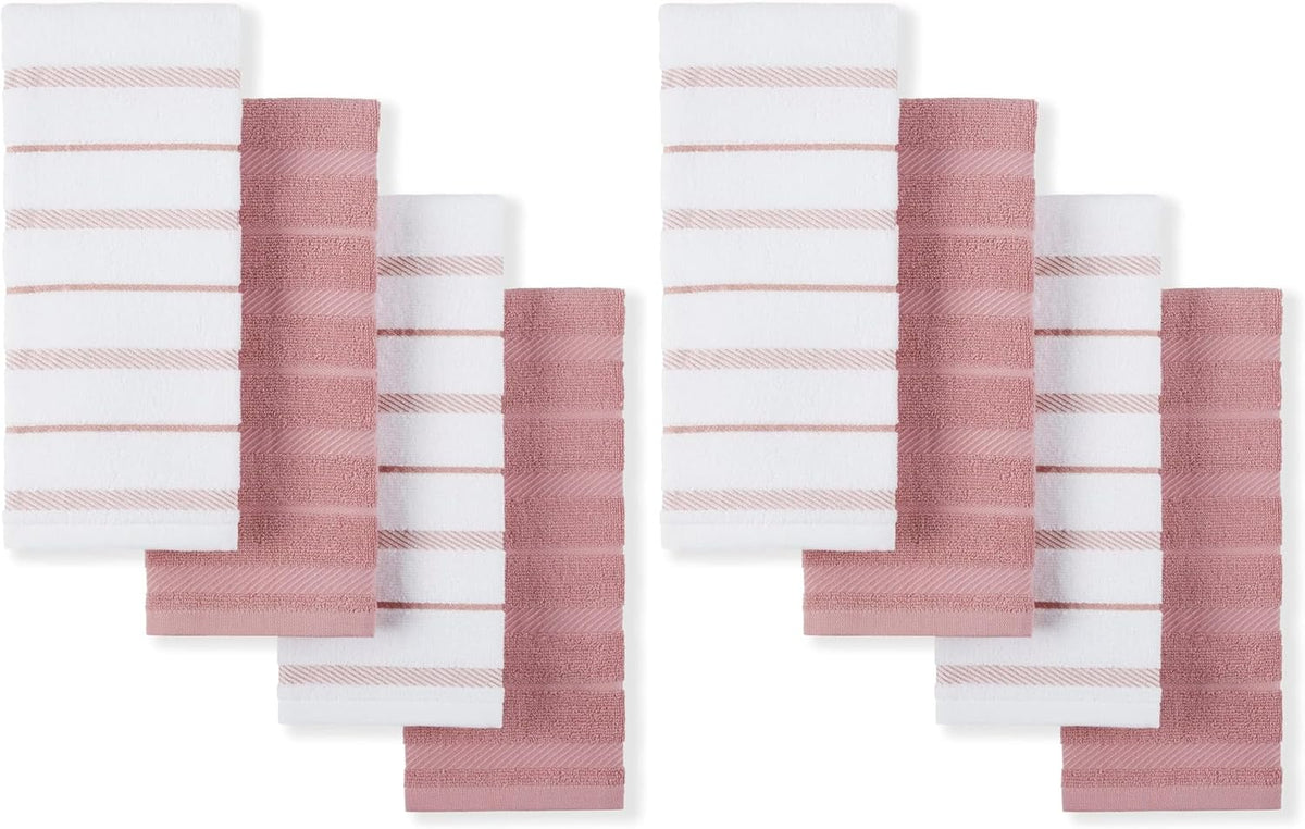 KitchenAid Albany Kitchen Towel 4-Pack Set, Milkshake Tan/White, 16"x26"