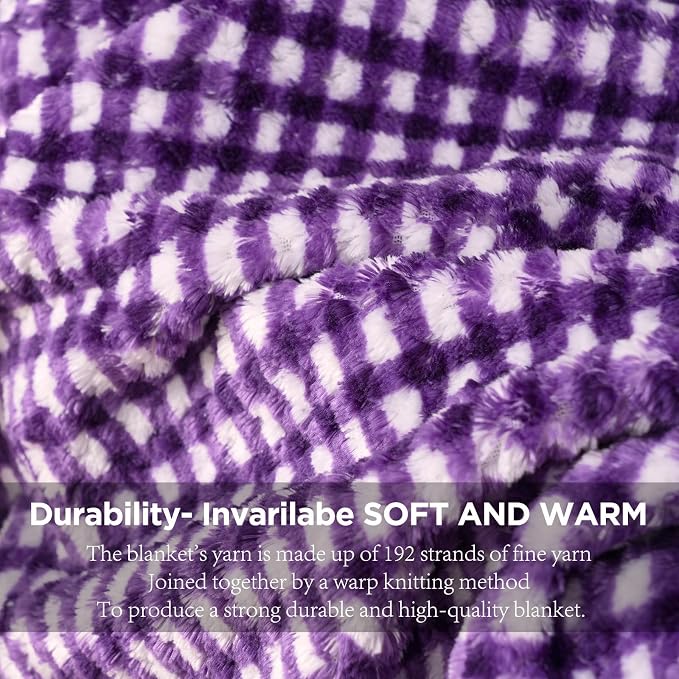 Zyrah Fleece Throws for Couch Super Soft Throw Blanket Lightweight Decorative Fuzzy Cozy Blankets for Sofa Chair Bed (C-Purple;, Twin(60"x80"))