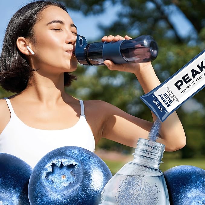 PeakH20 Electrolytes Powder Hydration Packets | Berry Blue | 72 Servings | Sugar Free Water Flavor Packets for Workout Recovery