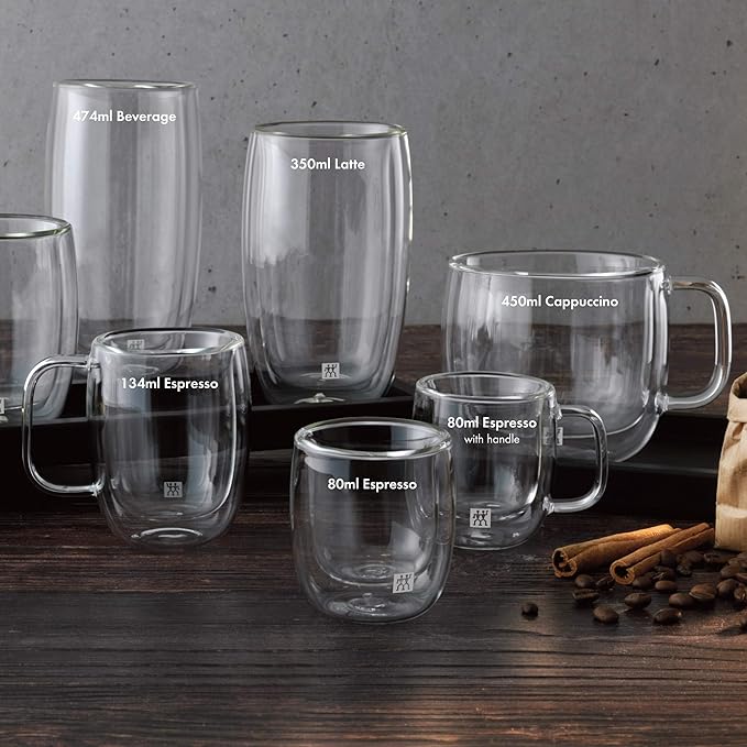 ZWILLING Sorrent 39500-110 Sorrento Double Wall Glasses, Espresso, 2-Piece Set, Insulated, Double Layer