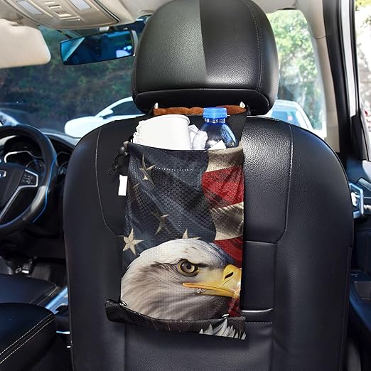 ALAZA Hanging Car Trash Bags Garbage Bag Trash Can for Back Seat Small Glede 1 Washable Storage Bag Retractable 2 Pack