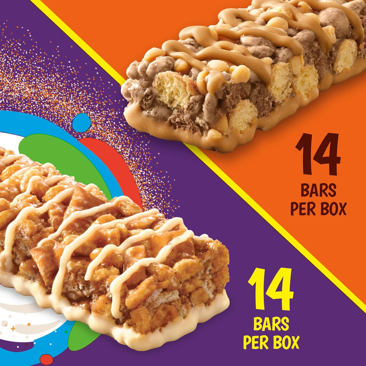 Cinnamon Toast Crunch and REESE'S PUFFS Cereal Treat Bars, Snack Bars, Value Pack, 28 Ct, 23.8 oz