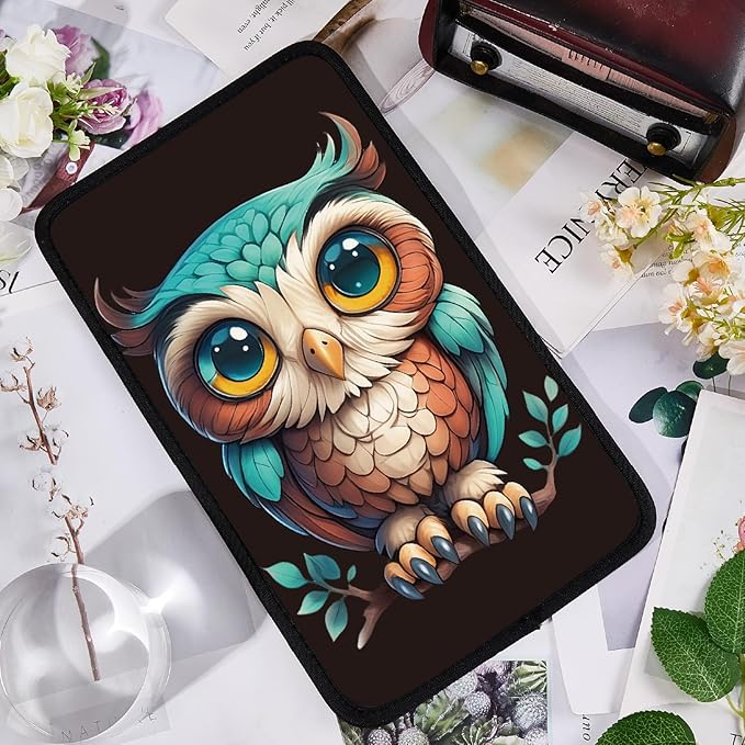 CREATCABIN Owl Auto Center Console Cover Car Armrest Cushion Auto Armrest Storage Box Pad Soft Anti-Slip Lines Waterproof Car Accessories Interior with Elastic Band for Vehicle SUV Truck 12.6×7.5in