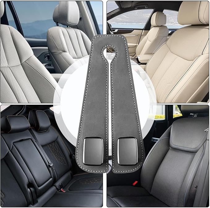 Auto Backseat Hangers, 2 in 1 Car Seat Organizer Hook, PU Leather Vehicle Hooks, Vehicle Backseat Hanger, Multifunctional Car Seat Back Double Hook for Purse Cloth Grocery Bags