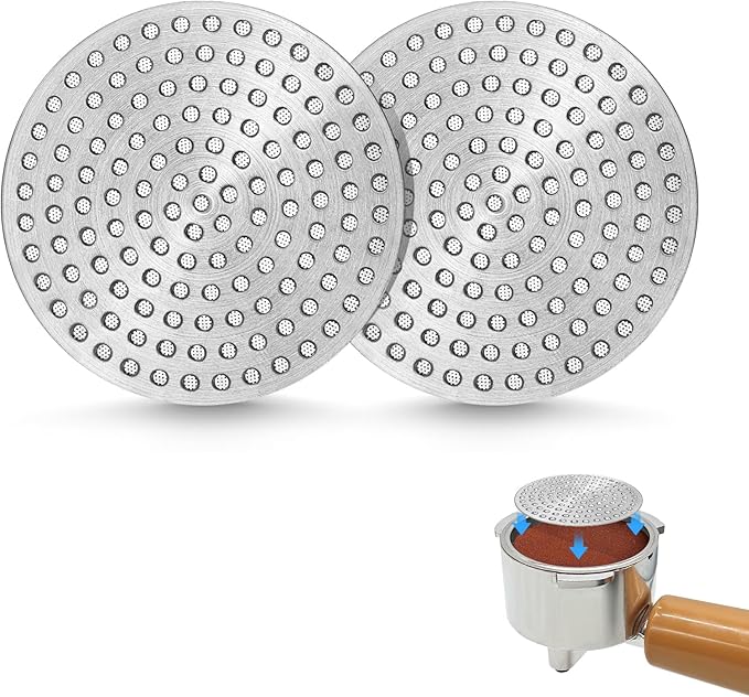 53.3mm Puck Screen 2 Pack, Reusable Stainless Steel Coffee Filter, Dual Layer Espresso Screen for 54mm Portafilter, Barista Tool for Cleaner Machine & Better Extraction