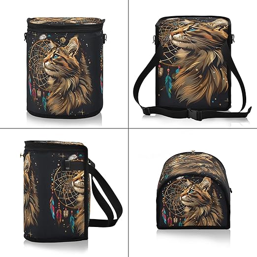 MNSRUU Car Trash Can with Lid, Cute Cat Dream Catcher Car Trash Bag Hanging Organizers and Storage for Front Back Seat, Leak-Proof Trash Bin
