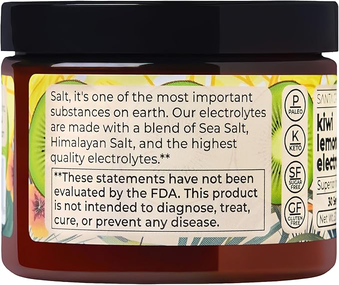 Santa Cruz Paleo Electrolyte Powder, Kiwi Lemonade Flavor, Sugar Free Hydration Drink Mix with Himalayan Pink Salt, Sea Salt, Magnesium Glycinate, Potassium Chloride, Sweetened with Stevia, 30 Srvgs