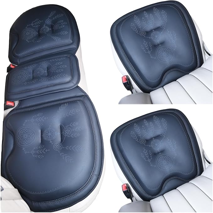 Comfort Dreamcatcher Car Seat Cushion Non-Slip - Relaxing, Optimal Support & Posture for Long Drive (Full Set (All Black))