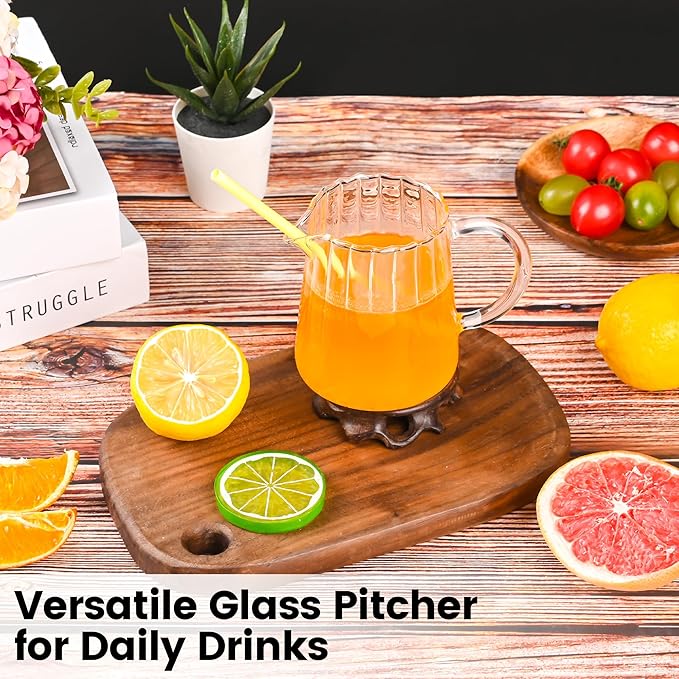 8.5 Ounces Glass Pitcher Small Pitcher Milk Forther Cup Mini Creamer Container Tea Serving Carafe Heat Resistant Breast Milk Pitchers for Coffee Bar Kitchen Essentials (1 Pack)