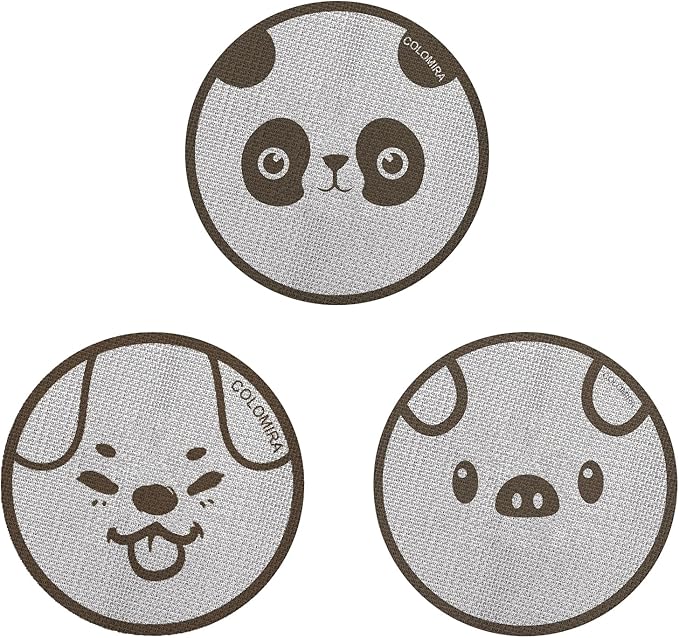 53.5mm Espresso Puck Screen 3-Pack, Lower Shower Screen, Metal Coffee Reusable Filter for 54mm Espresso Portafilter Basket, 1.7 Thickness - 316 Stainless Steel(Cute Animal)