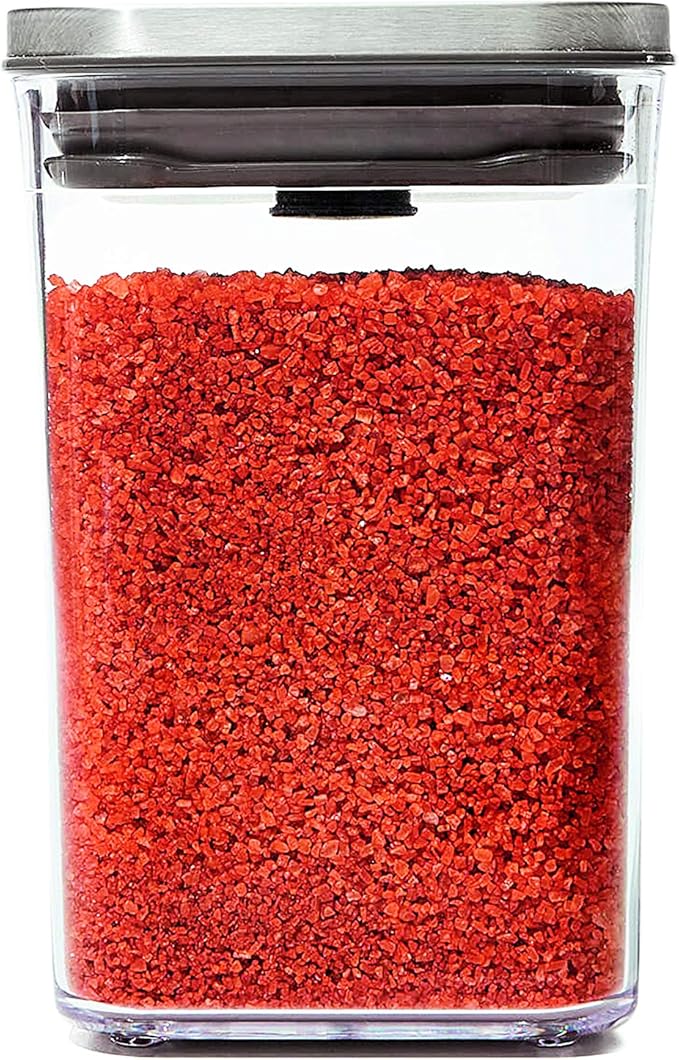 OXO Steel POP Container Small Square Short (1.1 Qt/1 L) - Airtight Food Storage - Ideal for Brown Sugar, Tea,Grey
