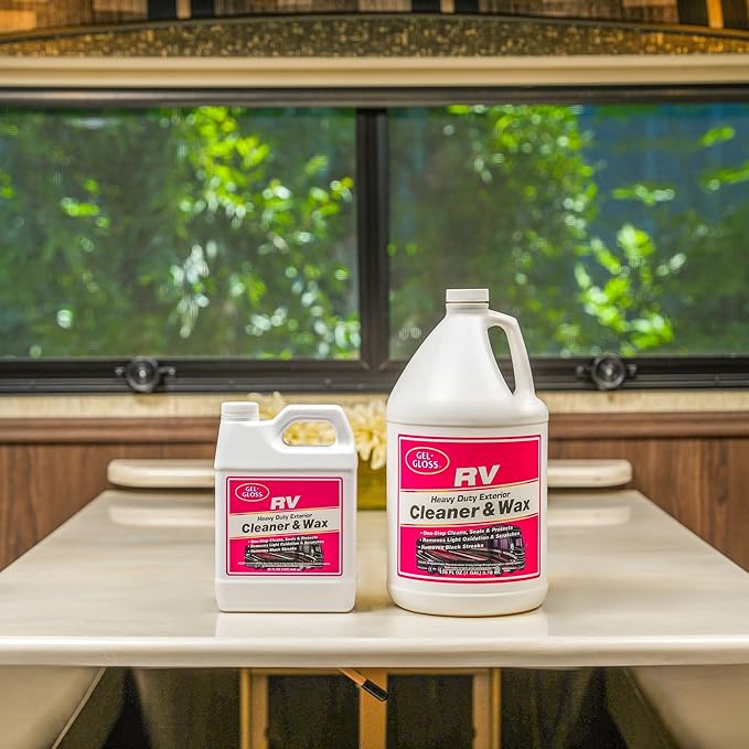Gel Gloss RV Professional Grade One-Step Carnauba Cleaner Wax - Cleans, Protects & Enhances RVs - Restores Color & Shine - UV Inhibitors - Ideal for Scuff Marks - Use by Hand or Buffer - 32 oz