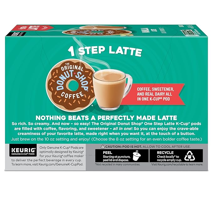 The Original Donut Shop Vanilla One-Step Latte, Single Serve Coffee K-Cup Pod, Flavored Coffee, 60 Count (6 Packs of 10)