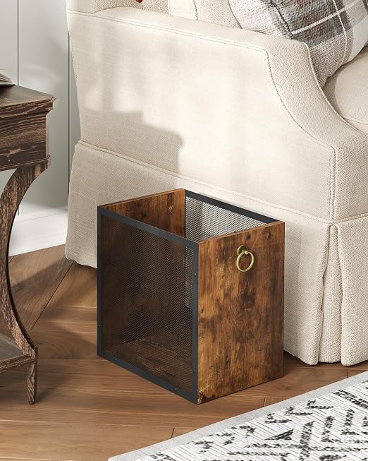CHOEZON Waste Basket, 4.5 Gallon Rectangular Garbage Container, Trash Can, Trash Bin, for Bedroom, Office, Bathroom, Kitchen, Waste Rustic Brown and Black TCW33BF