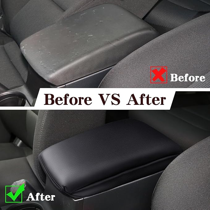Auprite Center Console Cover for Mazda CX5 2018-2023 2024, Auto Center Console Cover Pad PU Leather Car Armrest Seat Box Cover Protector for Mazda CX5 Accessories (Black with Cushion Flat)