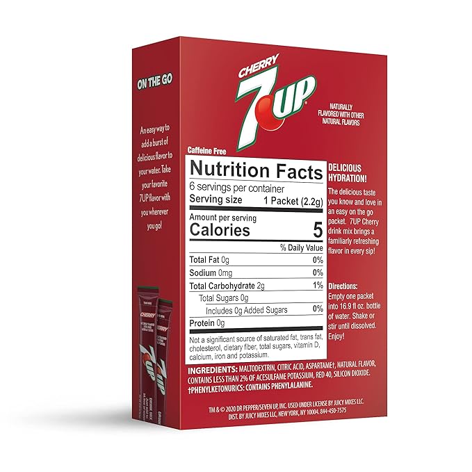 7-UP Powder Drink Mix – Sugar Free & Delicious (Cherry, 72 Sticks)